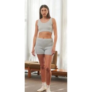 The Knotty Ones Drebulė silver COTTON CROP TOP Small Hand Knit Festival Dainty